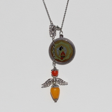 Erzengel Uriel Halskette mit Engel Pendel in Gelb und Stern Box