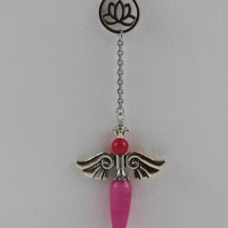 Erzengel Ariel Engel Pendel Halskette mit Lotus Blume in Pink