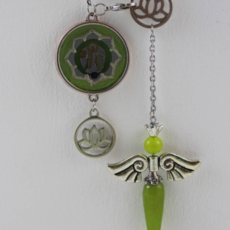 Erzengel Metatron Halskette mit Jade Engel Pendel und Lotus Blume