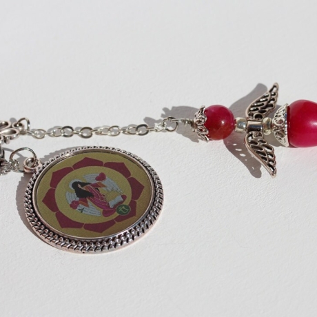 Erzengel Jophiel Kette mit Engel Pendel in Stern Box, fuchsia