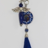 Lapislazuli Engel Pendel Kette mit Erzengel Michael und Quaste