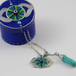 Türkis Edelstein Pendel Halskette, Drittes Auge Chakra Schmuck