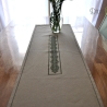 Tischläufer Beige mit grünem Muster, kreuzstich