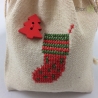 Leinensäckchen zum Nikolaus/Weihnachten, bestickt