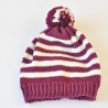 Mütze burgund-weiß Baby, Kind, gestrickt