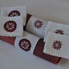 Gestickte Serviettenringe Schneeflocke rot