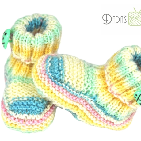 Babyschuhe gestrickt mit Marienkäfer Gr. ca 16