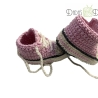 Babyschuhe/Babychucks gehäkelt rosa-natur in Größe 13/14