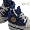 Babyschuhe/Babychucks gehäkelt blau - weiß Gr.ca 13-14