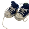 Babyschuhe/Babychucks gehäkelt blau - weiß Gr.ca 13-14
