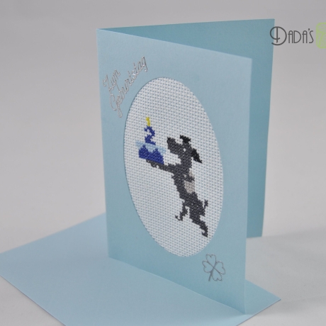 Gestickte Kindergeburtstagskarte zum 2. Geburtstag