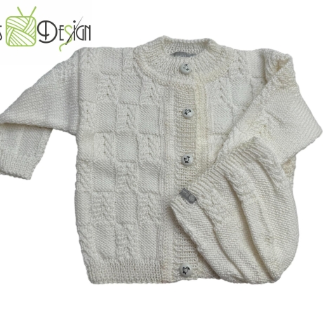 Gestrickte Jacke AMY Baby,Kind-Gr.68/74 mit Mütze