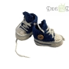 Babyschuhe/Babychucks gehäkelt blau - weiß Gr.ca 13-14