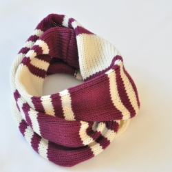 Schlauchschal burgund-weiß Baby, Kind gestrickt