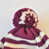 Mütze burgund-weiß Baby, Kind, gestrickt