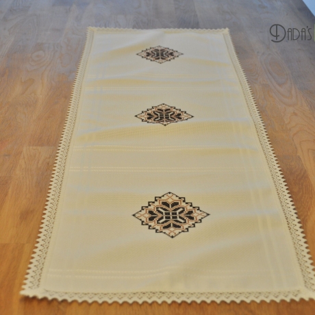 Tischläufer Braun-Beige, kreuzstich
