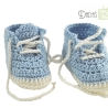 Babyschuhe gehäkelt blau-weiß Gr. ca 14