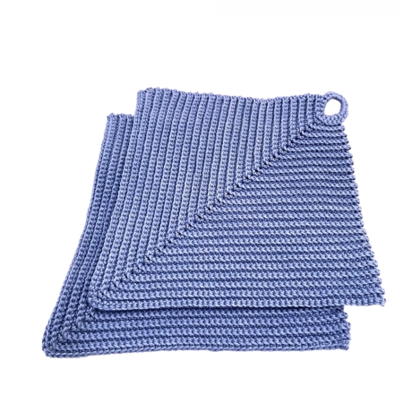 Topflappen gehäkelt in Rippenmuster - 1 Paar(2 Stück)-blaue Töne