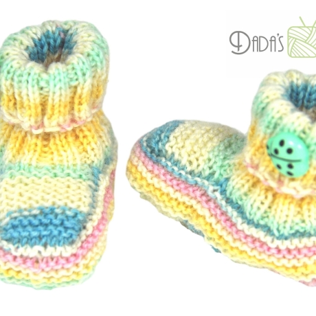 Babyschuhe gestrickt mit Marienkäfer Gr. ca 16