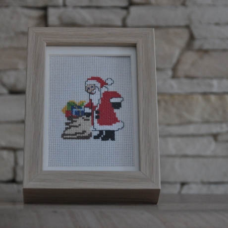 Kreuzstichbild Weihnachtsmann