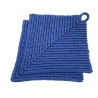 Topflappen gehäkelt in Rippenmuster - 1 Paar(2 Stück)-blaue Töne