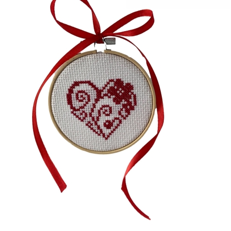 Kreuzstichbild HERZ MIT BLUME