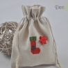 Leinensäckchen zum Nikolaus/Weihnachten, bestickt