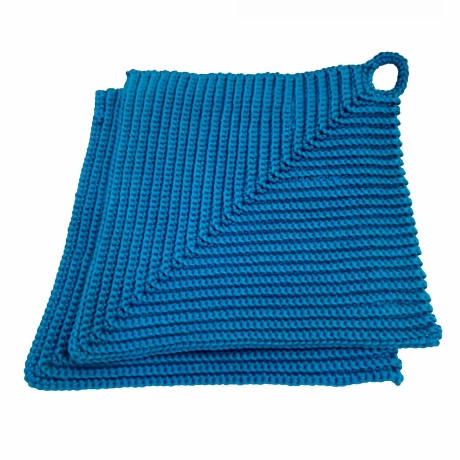 Topflappen gehäkelt in Rippenmuster - 1 Paar(2 Stück)-blaue Töne