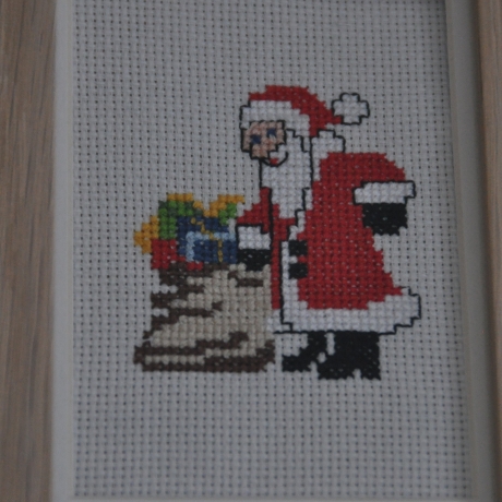 Kreuzstichbild Weihnachtsmann