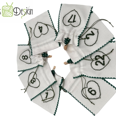Adventskalender, Adventskalenderset Säckchen genäht und bestickt