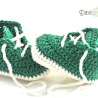 Babyschuhe gehäkelt golfgrün-weiß Gr. ca 15