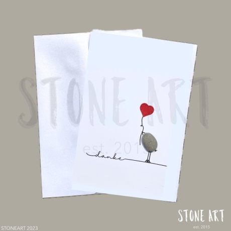 Dankeskarte „Danke“ - Steinbild mit Umschlag