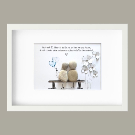 Geschenk Diamantene Hochzeit • Steinbild Paar - 60. Hochzeitstag 