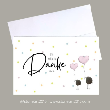 Dankeskarte „Wir möchten Danke sagen“ - Steinbild mit Umschlag