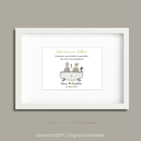 Geschenk Goldene Hochzeit • Steinbild „Liebe ist wie ein Vollbad“