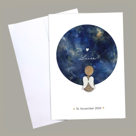 Beileidskarte Sternenkind mit Namen handgemacht 