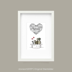 Steinbild Familie mit Herz – Personalisierbares Familiengeschenk