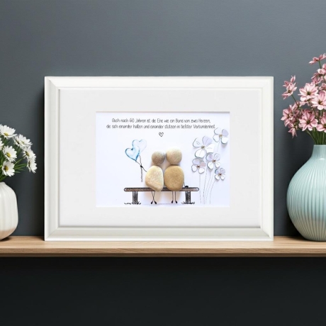Geschenk Diamantene Hochzeit • Steinbild Paar - 60. Hochzeitstag 
