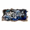 148 Wandtattoo Graffiti blau grau Loch in der Wand Teenager