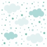142 Wandtattoo Wolken, Sterne und Punkte Set mint weiß 87 Stück
