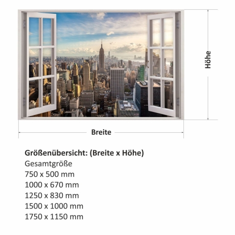 159 Wandtattoo Fenster - New York - in 5 Größen - Wanddeko