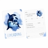 10 Einladungskarten Orca blau GLITZER inkl. 10 Briefumschläge