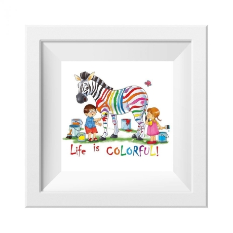 017 Kinderzimmer Bild Zebra bunt Poster 20 x 20 cm