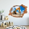 049 Wandtattoo Bagger Baustelle - Loch in der Wand