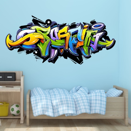158 Wandtattoo Graffiti bunt Wanddeko Jugendzimmer Teenager