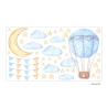 nikima - 119 Wandtattoo Heißluftballon Sterne Mond Wolken