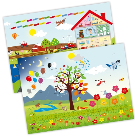 Tischset mit Lerneffekt für Kinder 2in1 Englisch lernen
