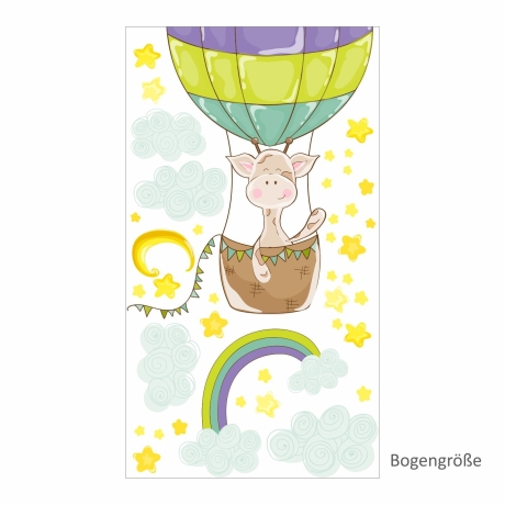 077 Wandtattoo Giraffe Ballon Kinderzimmer Luftballon Sticker