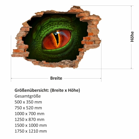 nikima - 115 Wandtattoo Auge Reptil Dinosaurier Loch in der Wand
