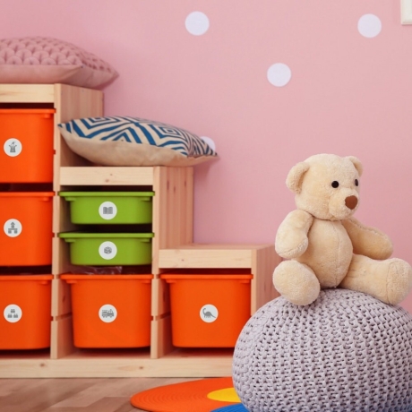 Möbelaufkleber Ordnungssticker für Spielzeug GRAU Kinderzimmer
